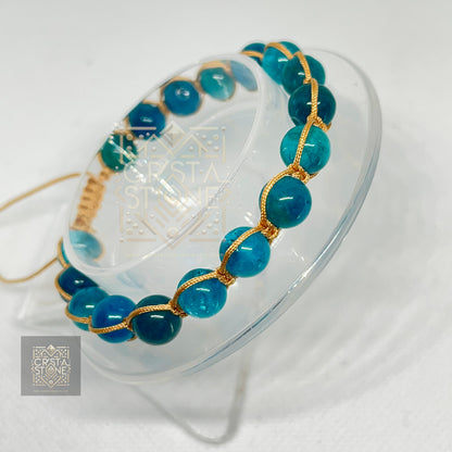 Elegant Turquoise Bead Gold Link Bracelet